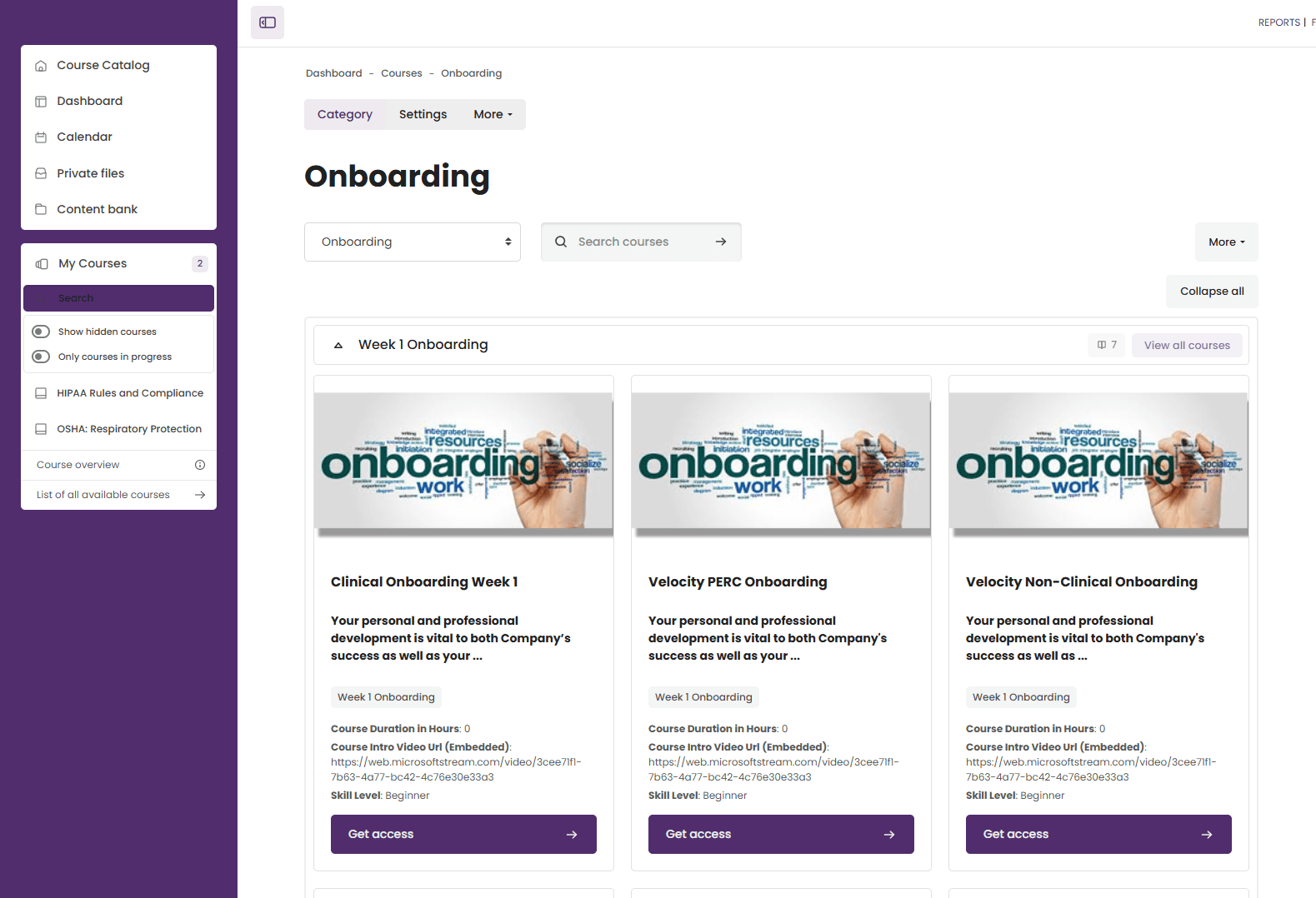Onboarding courses in Custom LMS