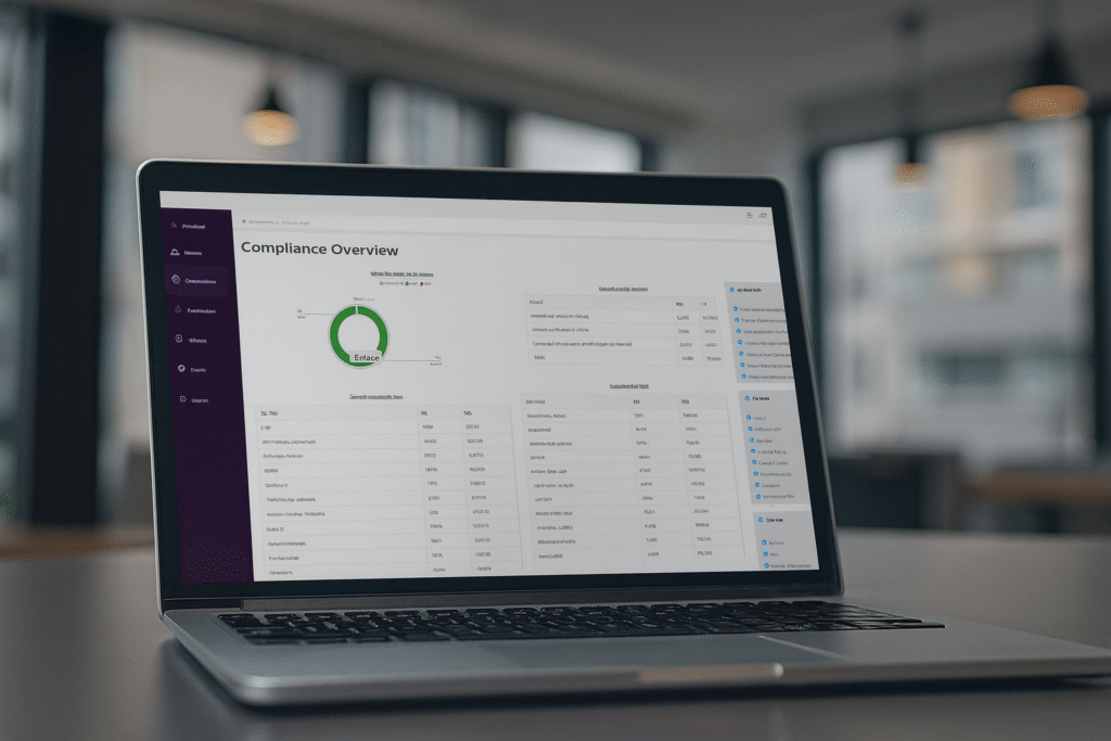 LMS Compliance report on laptop screen