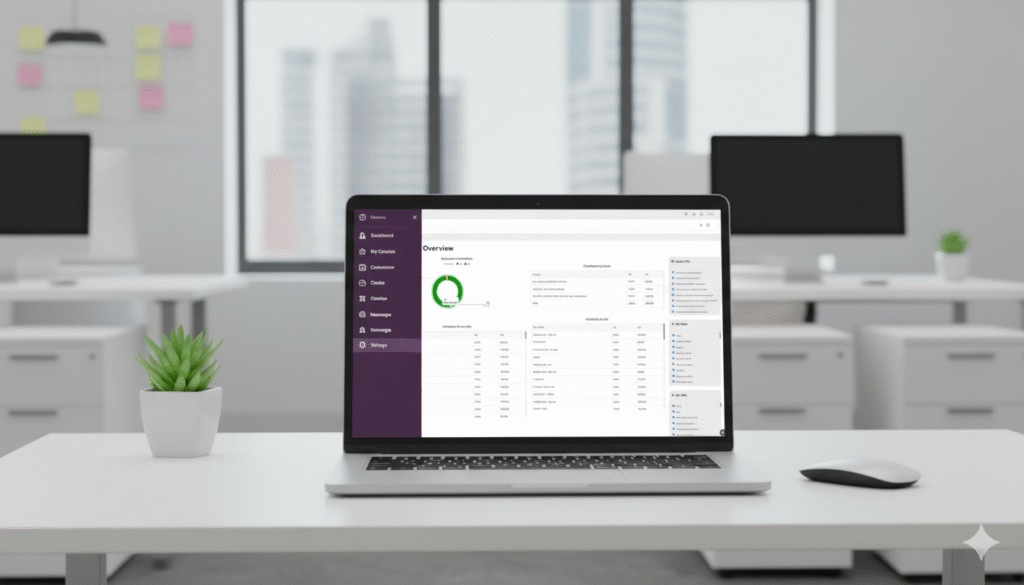 LMS compliance report showing on a laptop