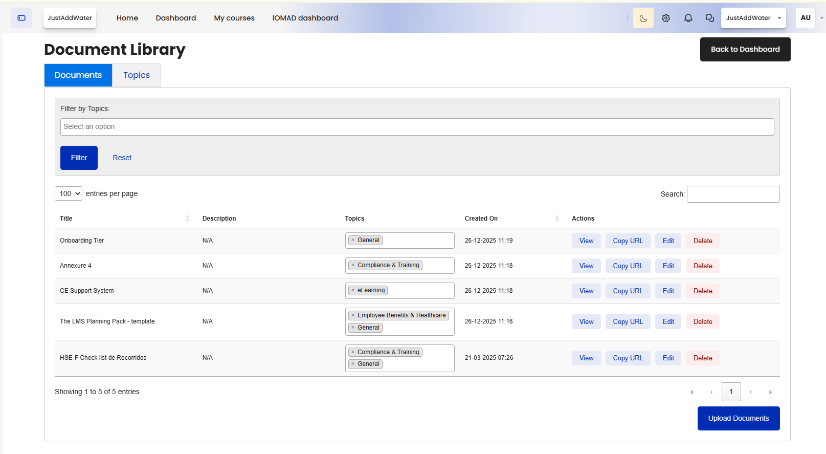 Document library in multi tenant LMS