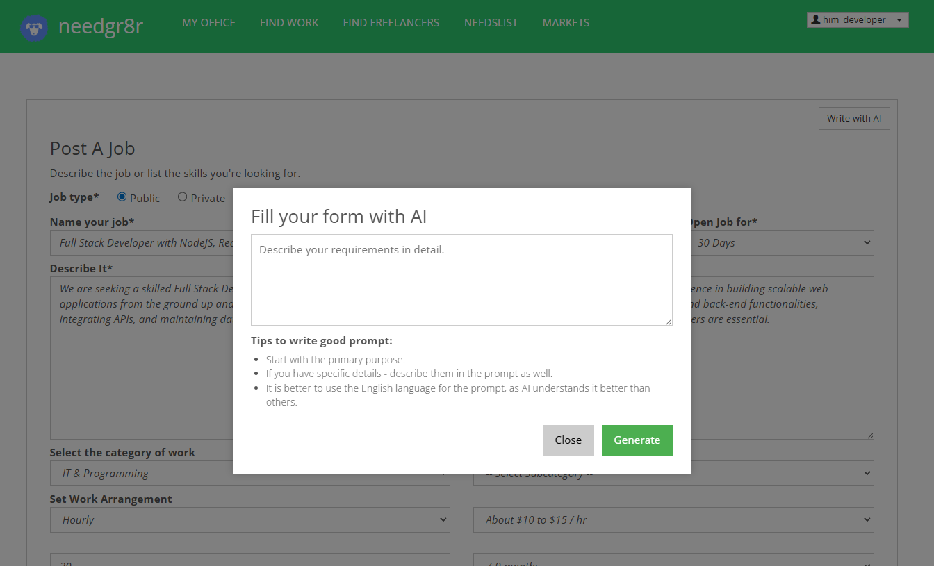 AI-Powered Modernization of Needgr8r – Write With AI Screenshot