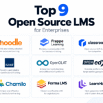 **Alt text:** Top 9 open-source LMS platforms for enterprises, featuring Moodle, Frappe Learning, ClassroomIO, ILIAS, OpenOLAT, Open edX, Chamilo, Forma LMS, and LearnHouse.